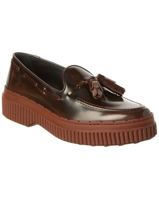 Tod's Brown Tassel Leather Loafer