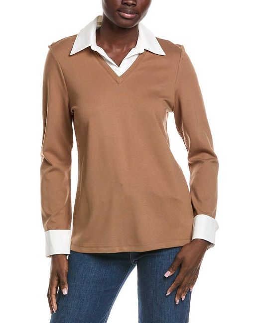 Jones New York Brown Twofer Serenity Top