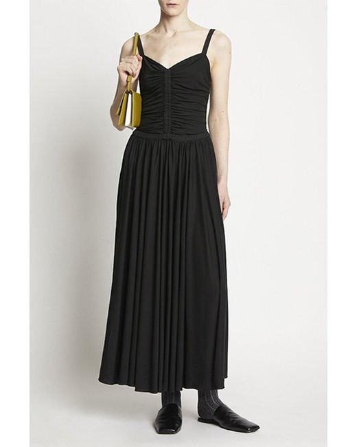 Proenza Schouler Black Matte Crepe Strap Maxi Dress