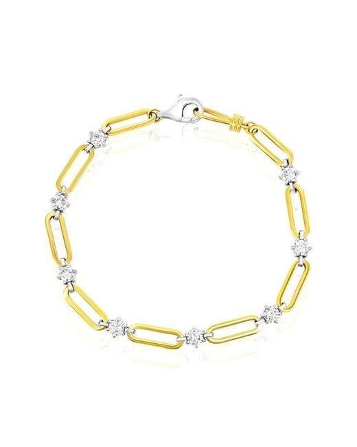 Jewels by Viomo Metallic 14K 1.56 Ct. Tw. Diamond Paper Clip Bracelet