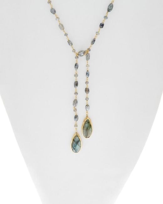 Rachel Reinhardt Jewelry White 14k Over Silver Labradorite Lariat 44in Endless Necklace