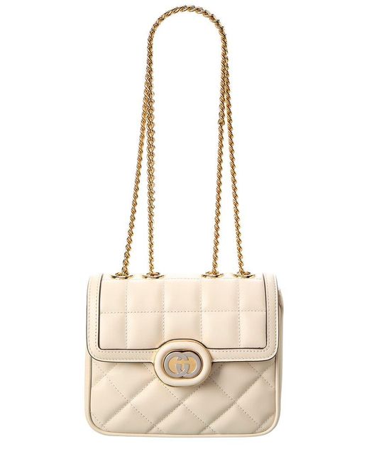 Gucci Natural Deco Mini Quilted Leather Shoulder Bag