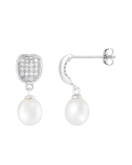 Splendid White Silver 7-8mm Pearl Earrings