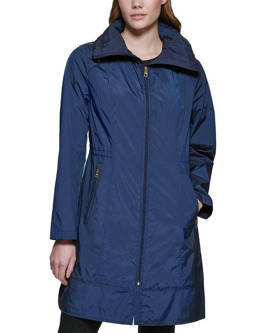 Cole Haan Blue Travel Packable Rain Jacket