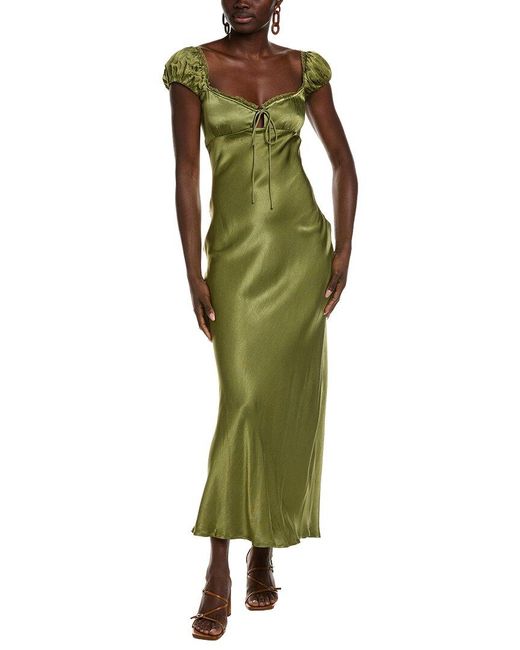 Bardot Green Stasia Satin Maxi Slip Dress