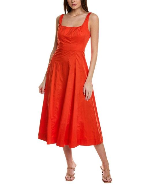 Boden Red Sleeveless Paneled Midi Dress