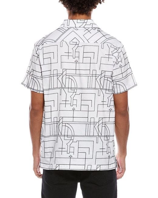 Karl Lagerfeld White Camp Collar Shirt for men