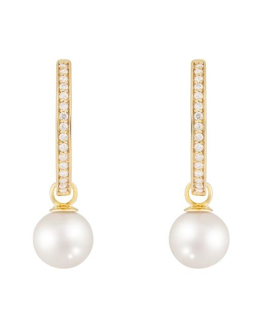 Splendid White 14k 0.24 Ct. Tw. Diamond & 8-8.5mmmm Pearl Earrings