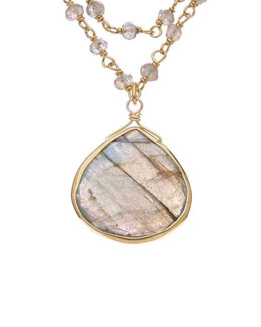 Rachel Reinhardt Jewelry Metallic 14K Over Labradorite Necklace