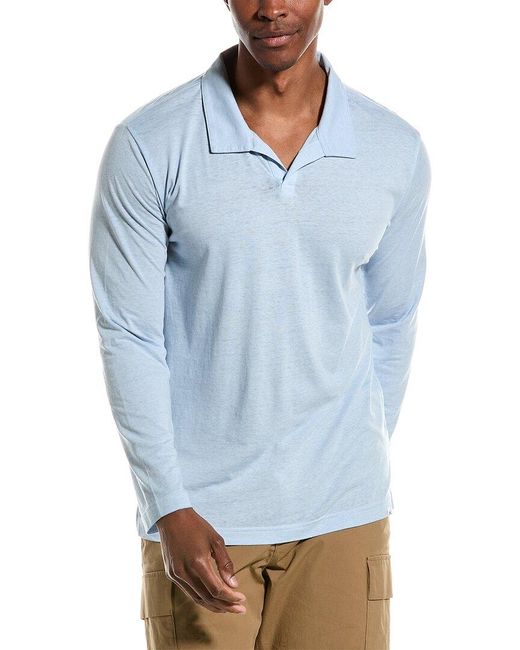 Vintage Blue Summer Slub Polo Shirt for men