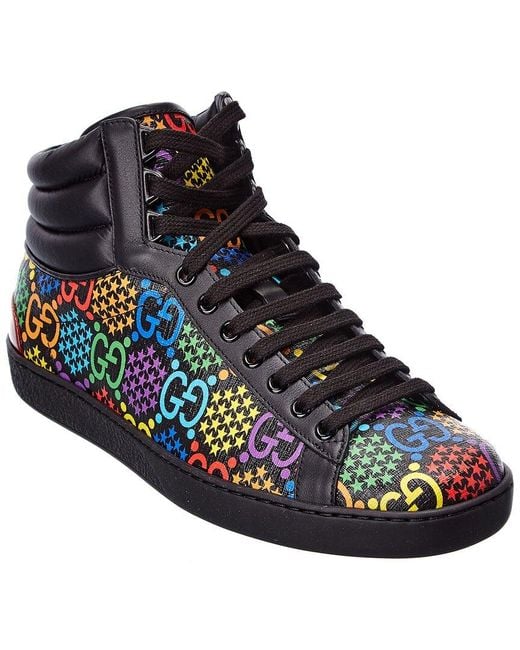 Gucci Blue Ace Psychedelic Leather Sneaker for men