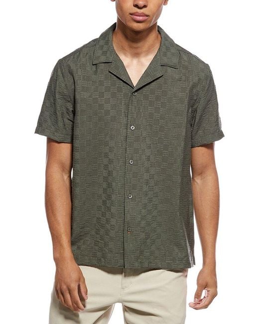 Scotch & Soda Green Solid Camp Shirt for men