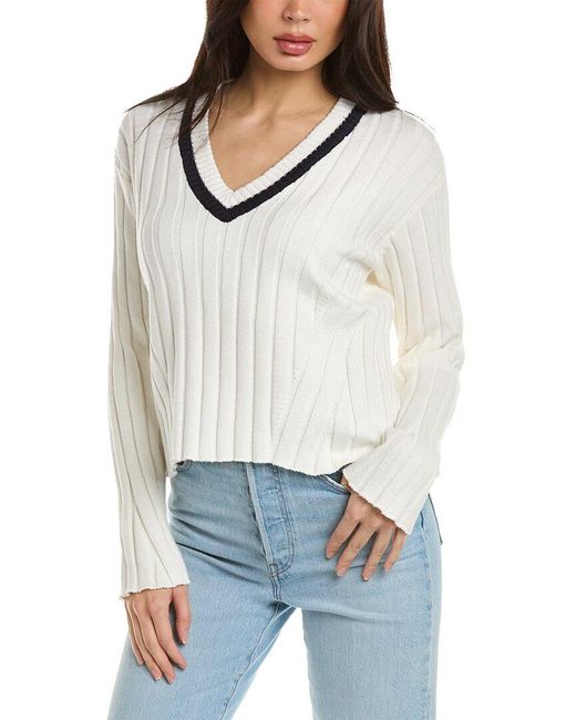 Faherty Game Set Cricket Cashmere-blend Sweater in White | Lyst