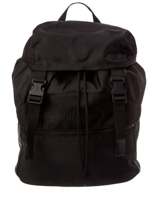 Saint Laurent Black Leather-trim Backpack for men