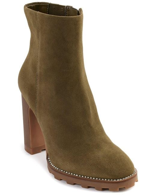 Karl Lagerfeld Green Peppy Leather Bootie