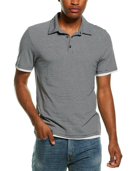 Vince Layer Stripe Polo Shirt in Gray for Men | Lyst
