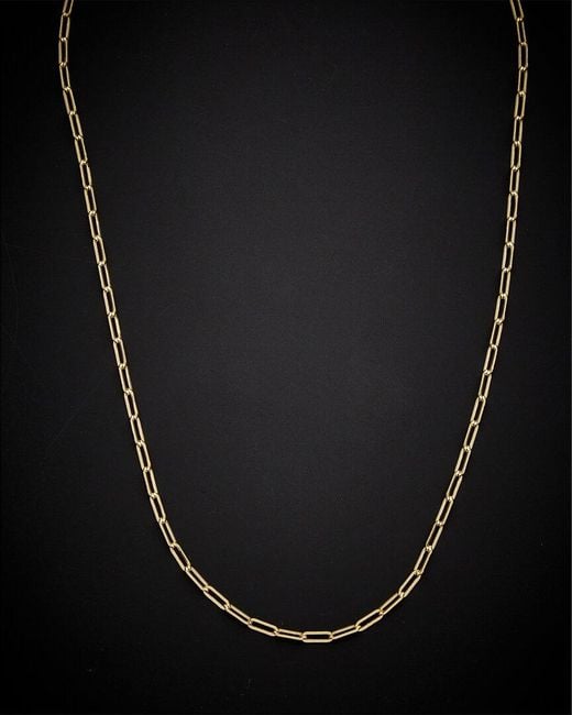Italian Gold Black 14k Polished Paperclip Chain Necklace