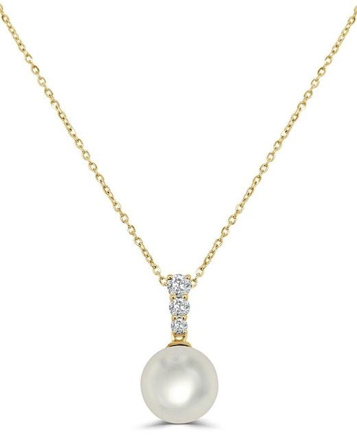 Sabrina Designs Metallic 14k 0.18 Ct. Tw. Diamond Pearl Pendant Necklace