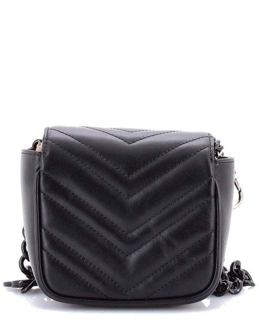 Gucci Black GG Marmont Flap Belt Bag Matelassé Leather Mini (authentic Pre-loved)