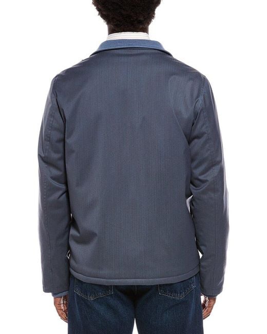 Isaia Blue Wool-Blend Solid Jacket for men