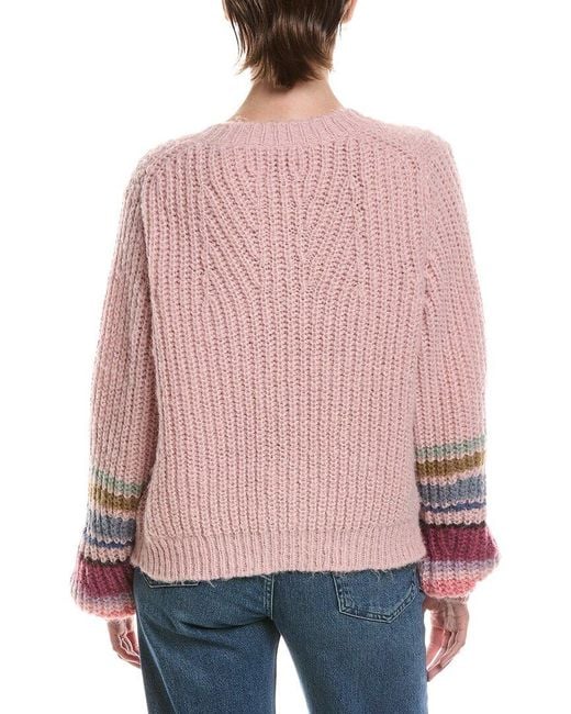 Michael Stars Red Lumi Striped Crew Cardigan