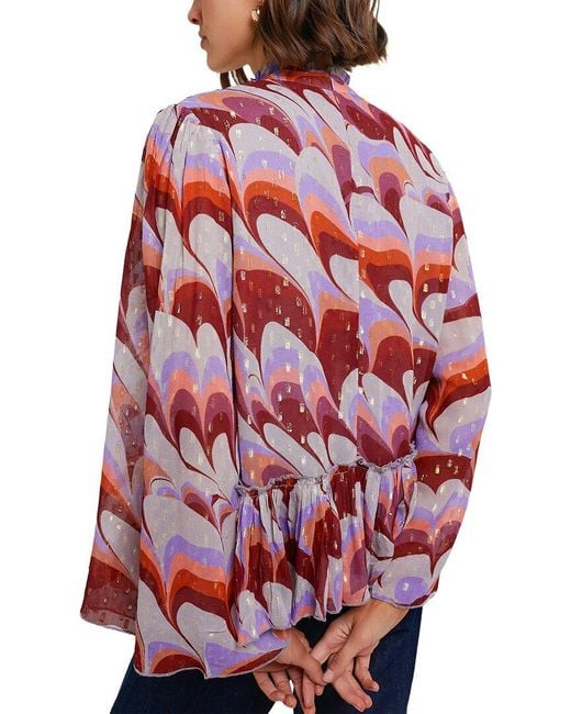 Oliphant Red Exclusive Venice Peplum Blouse