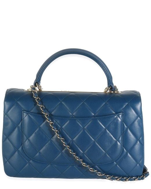 Chanel Blue Quilted Leather Medium Trendy Top Handle Bag (authentic Pre-loved)