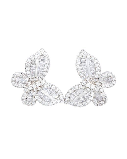 Suzy Levian White Silver Cz Earrings