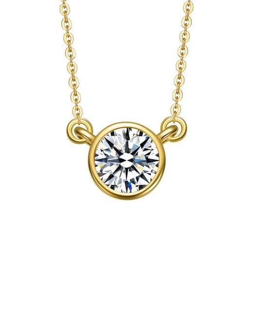 Genevive Jewelry White 14k Plated Cz Necklace
