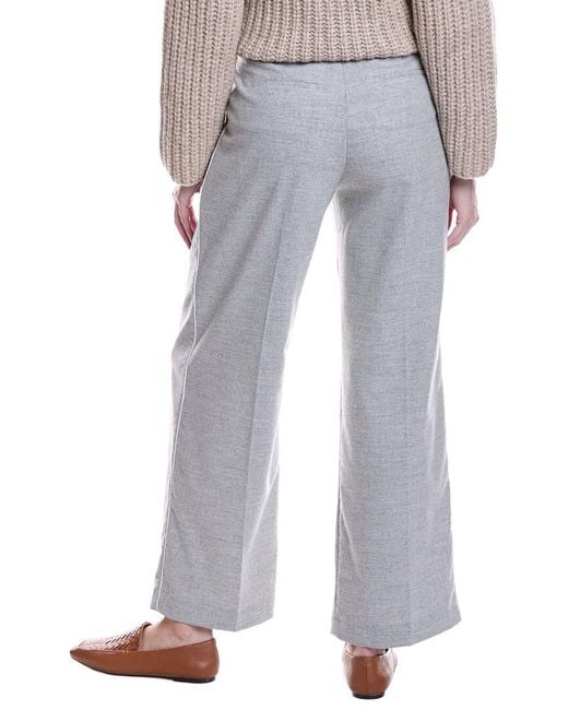 Peserico Gray Pleated Wool-Blend Pant