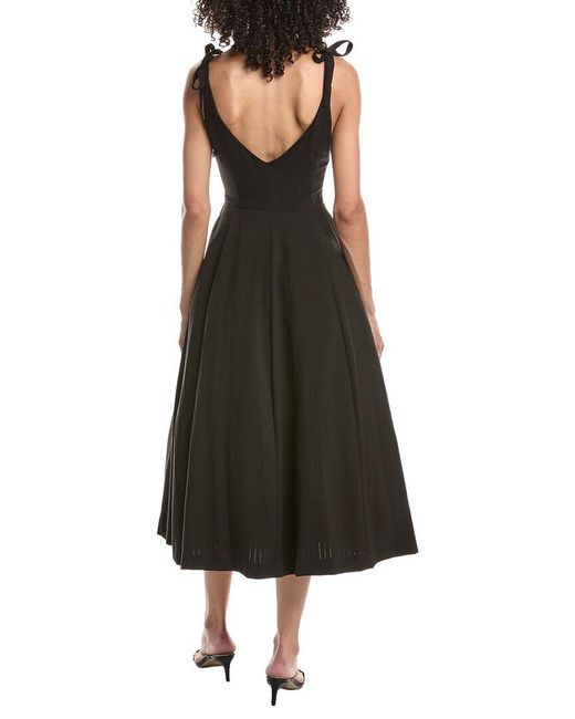 GUIZIO Black Brigitte Pinstripe Maxi Gown