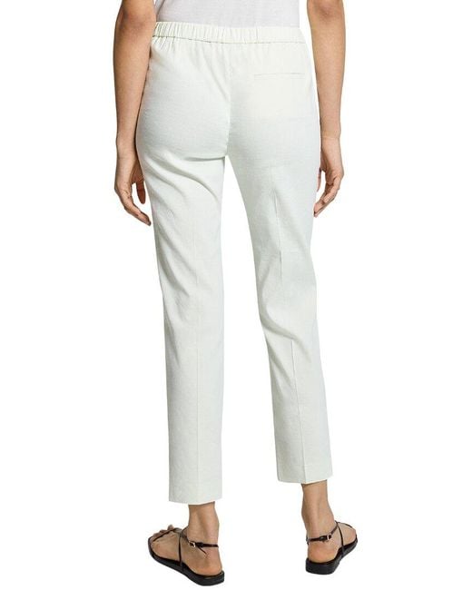 Theory White Treeca Linen-Blend Pant