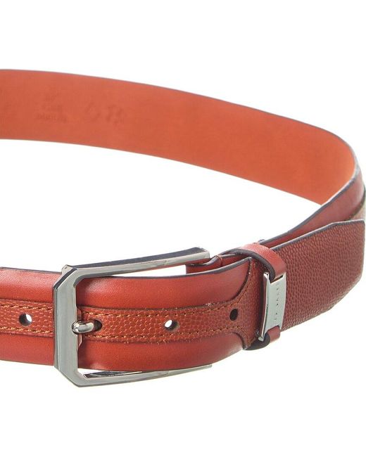 Ted Baker Red Siymon Caviar & Smooth Leather Belt for men