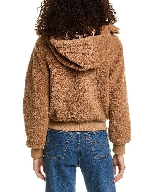 teddy textured hooded bomber jacket