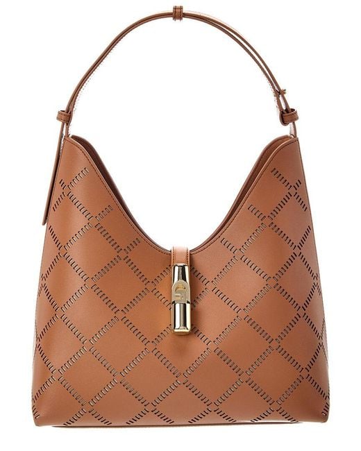 Furla Brown Goccia Medium Leather Hobo Bag