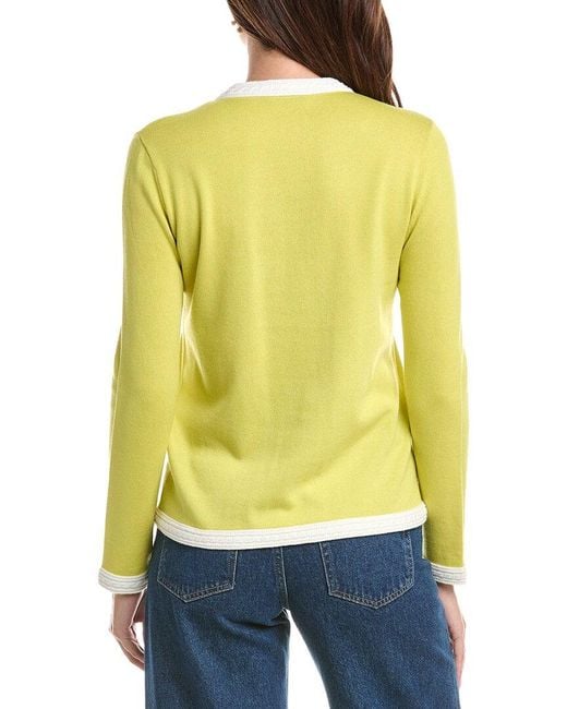 St. John Yellow Tank Cashmere-Blend Cardigan