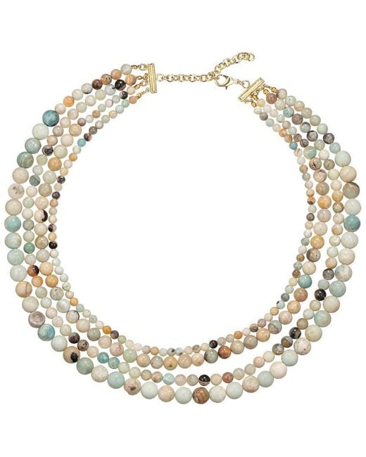 Eye Candy LA Metallic Statement Collection Gemstone Layered Drop Necklace