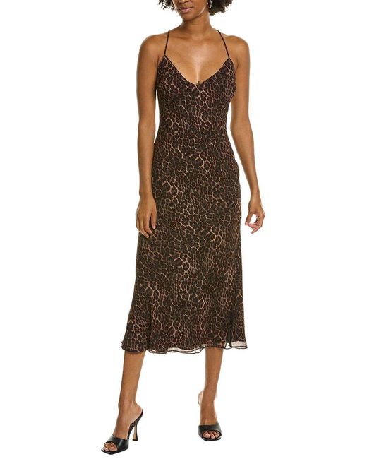 Bardot Brown Leopard Slip Midi Dress