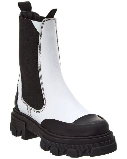 Ganni Mid Leather Chelsea Boot in Black Lyst