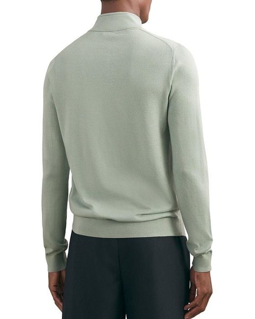 Reiss Green Blackhall Half Zip Fun Wool Sweater for men