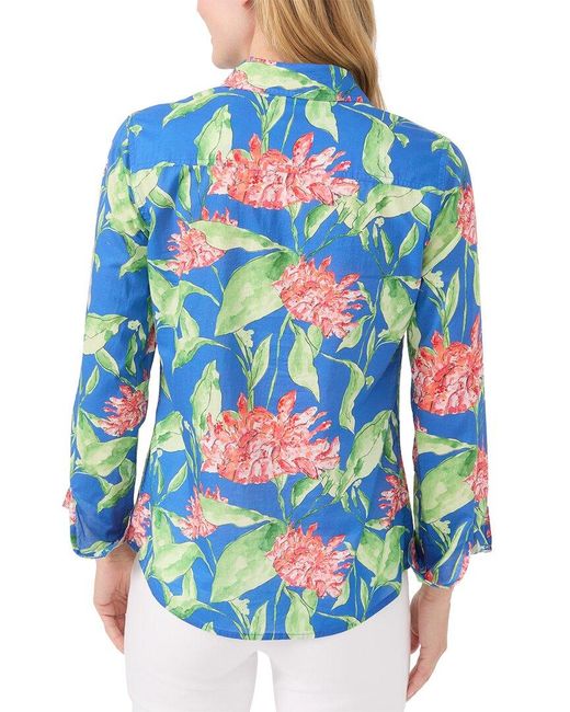 J.McLaughlin Blue Peony Bloom Lois Blouse