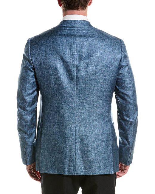 Isaia Blue Silk Suit Jacket for men