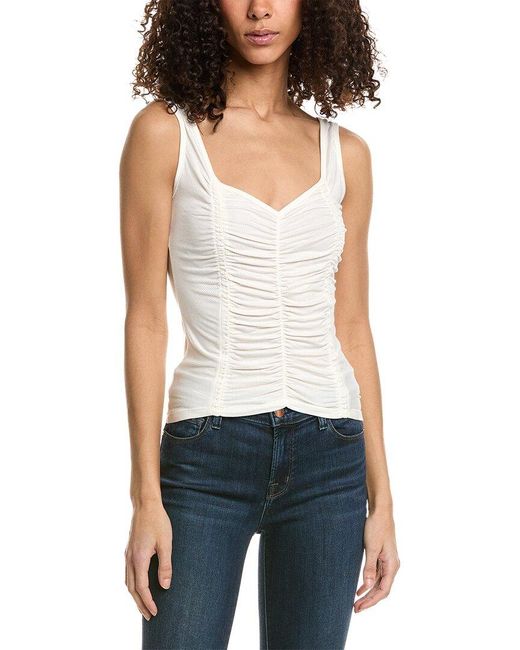 Project Social T White Carilano Ruched Rib Tank