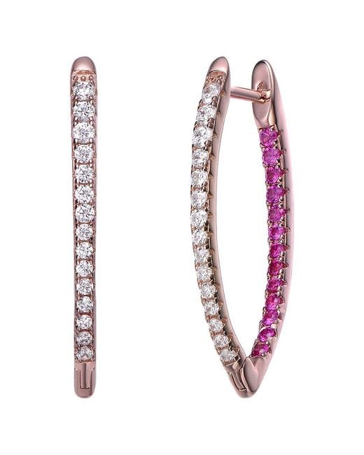 Genevive Jewelry White 18k Rose Gold Vermeil Cz Earrings