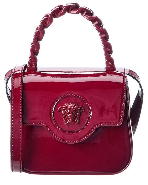 Versace Red La Medusa Mini Patent Shoulder Bag
