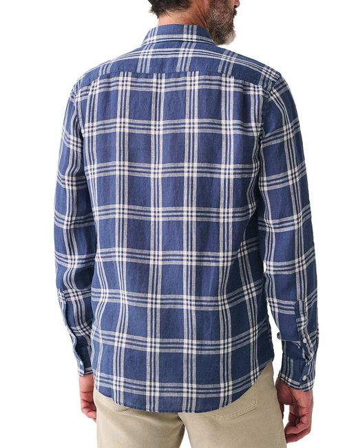 Faherty Brand Blue Linen Laguna Shirt for men