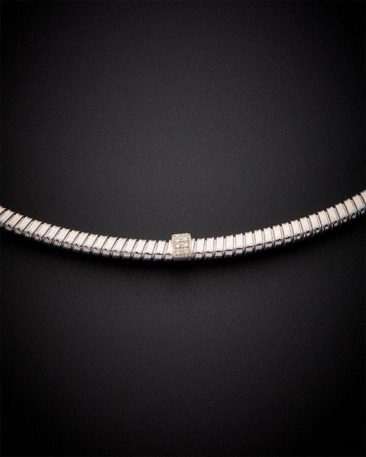 Italian Gold Over Silver Black 18k 0.10 Ct. Tw. Diamond Goose Necklace