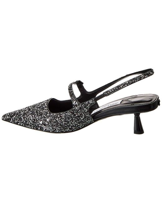 Jimmy Choo Black Glitter Slingback Pointed Pumps