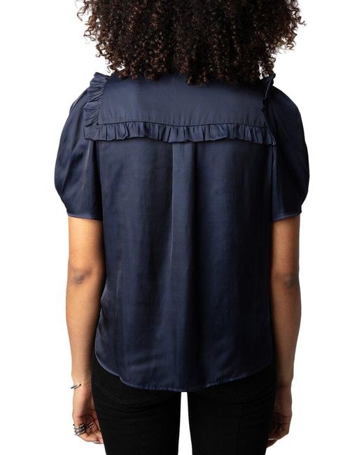Zadig & Voltaire Blue Twity Satin Top
