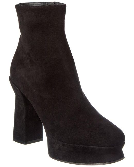 Ferragamo Black Standard Suede Platform Bootie